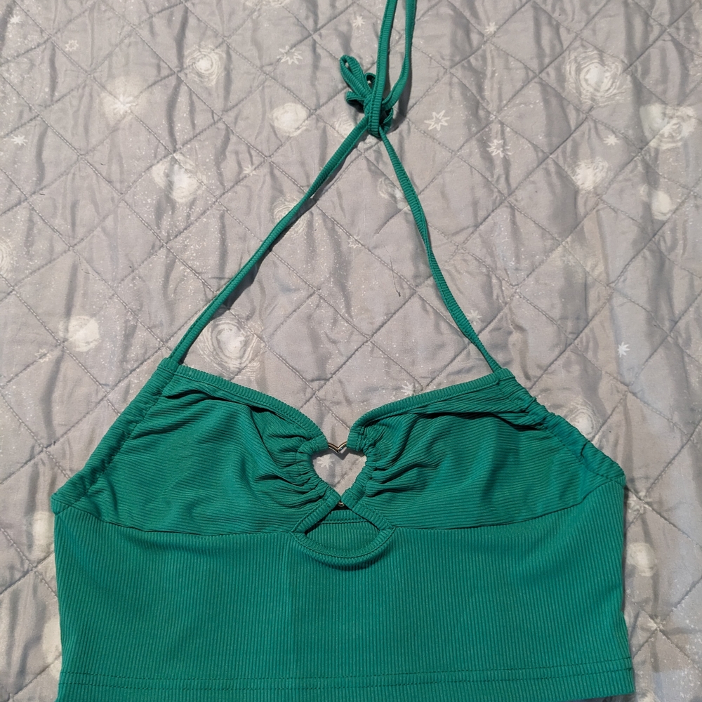 Green Halter Crop Top